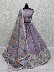 Incredible Purple Sequins Chinon Sangeet Wear Lehenga Choli - Ethnic Plus In