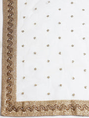 Off-White & Red Printed Semi-Stitched Myntra Lehenga & Unstitched Blouse with Dupatta