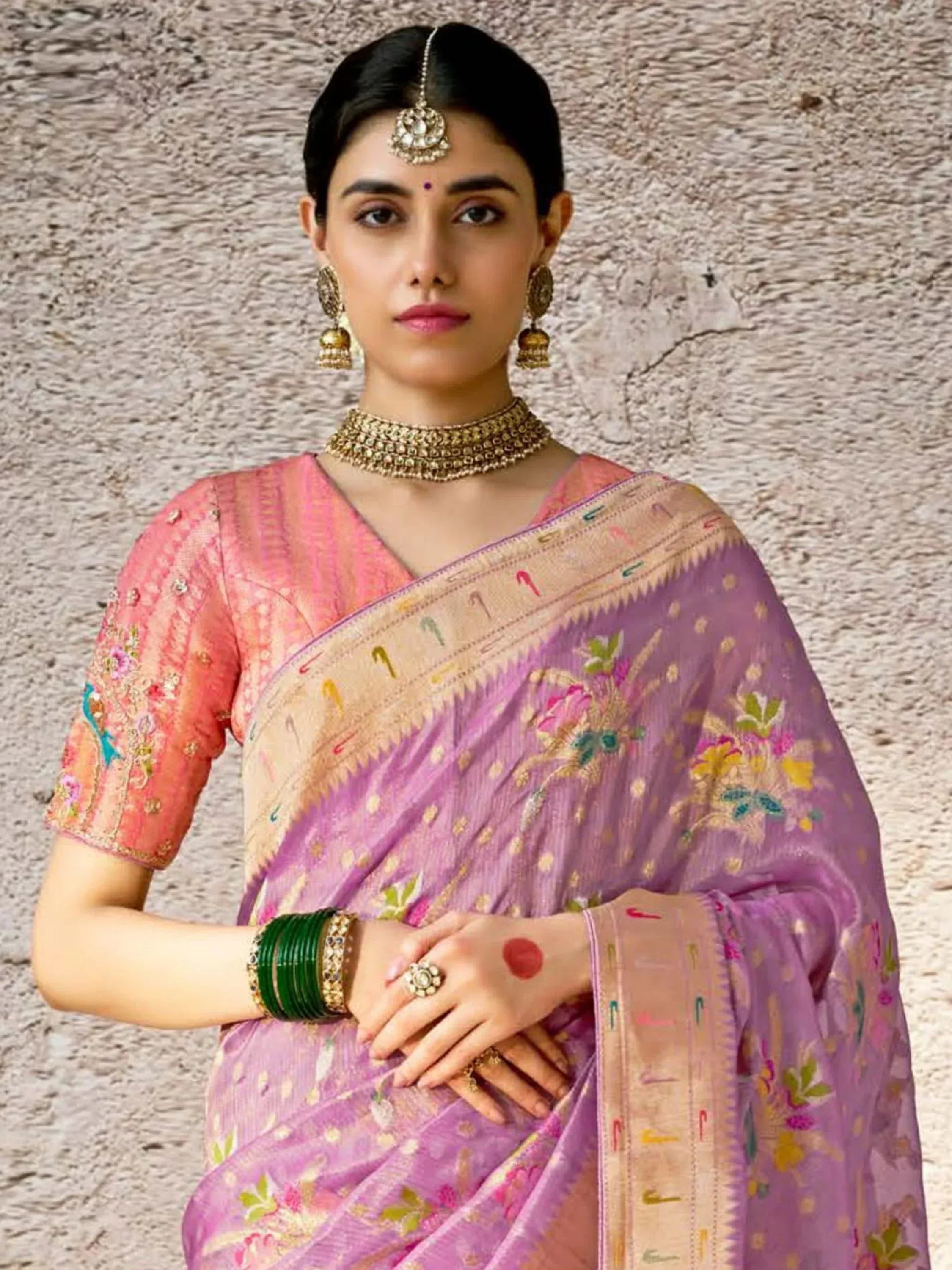 Majestic Lavender Zari Weaving Silk Function Wear Saree With Blouse