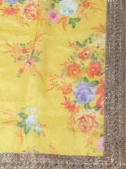 Yellow & Orange Printed Semi-Stitched Myntra Lehenga & Unstitched Blouse with Dupatta