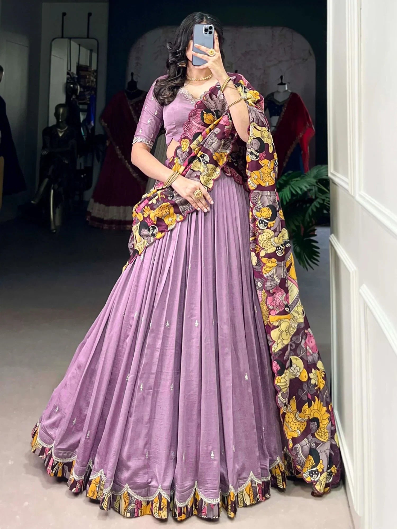 Glamorous Lavender Sequins Silk Wedding Wear Lehenga Choli