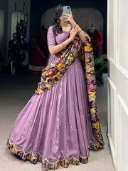 Glamorous Lavender Sequins Silk Wedding Wear Lehenga Choli