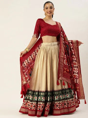 Fabulously Off-White Patola Print Silk Festival Wear Lehenga Choli