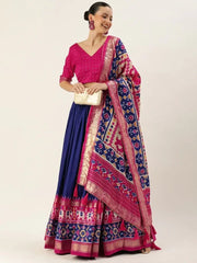 Ravishing Royal Blue Patola Print Silk Festival Wear Lehenga Choli