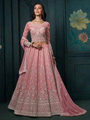 Lovable Dusty Pink Sequins Georgette Engagement Wear Lehenga Choli - Ethnic Plus In