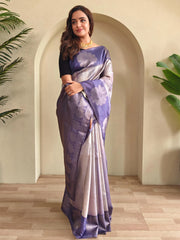 Lovely Blue Silk Zari Weaving Saree With Blouse - Ethnic Plus In