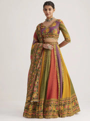 Lovely Multi - Color Floral Printed Organza Traditional Lehenga Choli - Ethnic Plus In