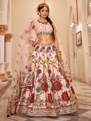 Lovely Off - White Printed Traditional Lehenga Choli With Organza Dupatta - Ethnic Plus In