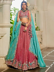 Lovely Pink Satin Sequins Work Lehenga Choli With Dupatta - Ethnic Plus In
