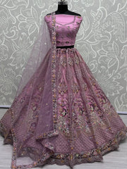 Lovely Pink Sequins Net Bridesmaid Lehenga Choli With Dupatta - Ethnic Plus In