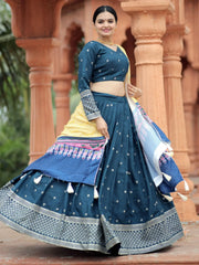 Alluring Blue Sequins Silk Traditional Lehenga Choli With Dupatta