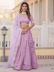 Gorgeous Lavender Embroidered Jacquard Bridesmaid Lehenga Choli