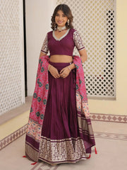 Beautiful Purple Jacquard Sangeet Wear Lehenga Choli With Dupatta