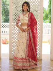 Precious Off-White Sequins Jacquard Wedding Wear Lehenga Choli