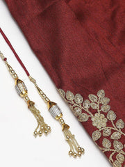 Maroon Semi-Stitched Myntra Lehenga & Unstitched Blouse with Dupatta