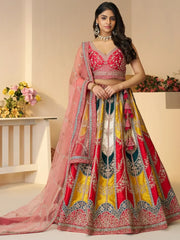 Marvelous Multi - Color Patch Work Silk Bridesmaid Lehenga Choli - Ethnic Plus In