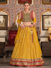 Marvelous Yellow Foil Work Silk Haldi Wear Lehenga Choli With Dupatta - Ethnic Plus In