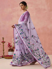 Gorgeous Lavender Brasso Organza Festival Wear Saree