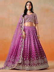 Mesmerizing Pink Embroidered Bridesmaids Lehenga Choli - Ethnic Plus In