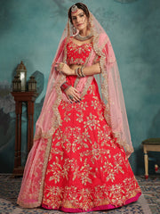 Mesmerizing Red Dori Work Art Silk Lehenga Choli With Dupatta - Ethnic Plus In
