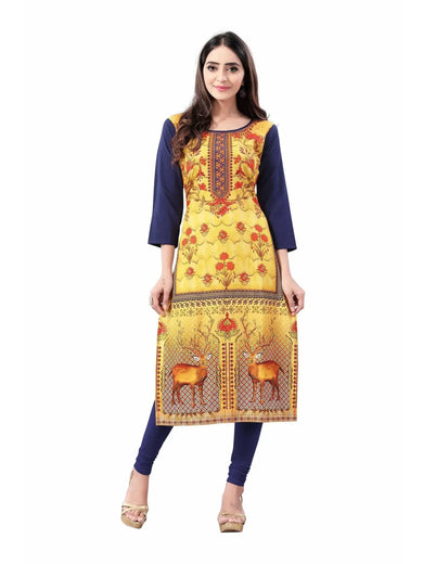 Gray Digital Floral Printed Readymade Kurti