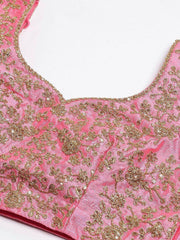 Purple & Pink Semi-Stitched Myntra Lehenga & Unstitched Blouse with Dupatta