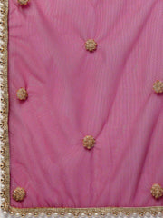 Purple & Peach-Coloured Embroidered Semi-Stitched Myntra Lehenga & Unstitched Blouse with Dupatta