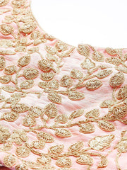 Purple & Peach-Coloured Embroidered Semi-Stitched Myntra Lehenga & Unstitched Blouse with Dupatta