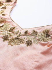 Turquoise Blue & Peach-Coloured Embroidered Semi-Stitched Myntra Lehenga & Unstitched Blouse with Dupatta