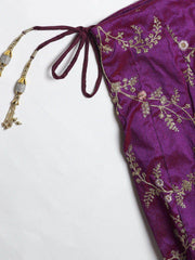 Purple Semi-Stitched Myntra Lehenga & Unstitched Blouse with Dupatta