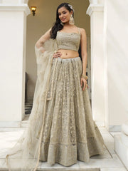 Mesmerizing Ivory Sequins Net Engagement Wear Lehenga Choli