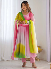 Lovable Multi-Color Georgette Festival Wear Anarkali Suit With Dupatta