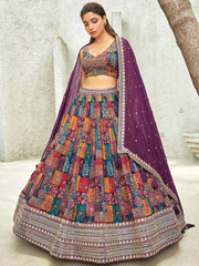 Charming Multi-Color Sequins Organza Traditional Lehenga Choli
