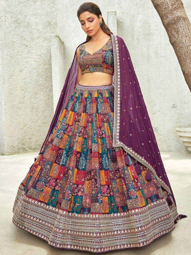 Charming Multi-Color Sequins Organza Traditional Lehenga Choli