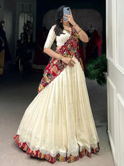 Charming Off-White Sequins Silk Wedding Wear Lehenga Choli