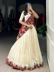 Charming Off-White Sequins Silk Wedding Wear Lehenga Choli