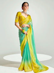 Marvelous Green Organza Border Work Festival Wear Saree With Blouse