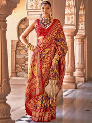 Radiate Mustard Yellow Patola Silk for Reception Saree & Blouse