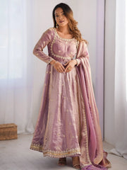 Wonderful Pink Sequins Work Silk Event Wear Gown With Dupatta
