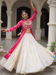 Ravishing Rani Pink Gota Patti Work Navratri Lehenga With Kurti