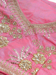 Pink Semi-Stitched Myntra Lehenga & Unstitched Blouse with Dupatta
