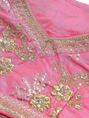 Pink Semi-Stitched Myntra Lehenga & Unstitched Blouse with Dupatta