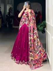 Outstanding Pink Sequins Silk Festival Wear Lehenga Choli