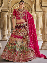 Precious Multi - Color Banarasi Silk Wedding Wear Lehenga Choli - Ethnic Plus In