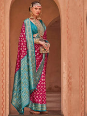 Phenomenal Deep Pink Patola Printed Silk Festival Wear Saree