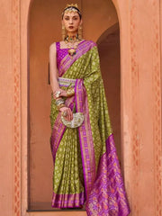 Sumptuous Green Patola Printed Silk Reception Wear Saree With Blouse