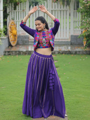 Timeless Purple Embroidered Silk Lehenga Choli With Koti