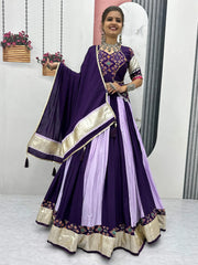 Gorgeous Purple Pure Cotton Lace Work Navratri Wear Lehenga Choli