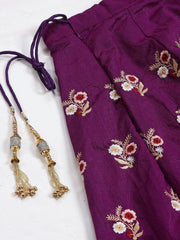 Purple & Peach-Coloured Semi-Stitched Myntra Lehenga with Unstiched Choli