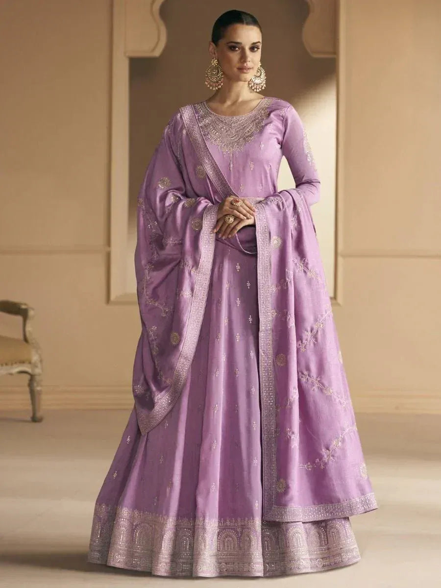 Lavender designer lehenga choli with gold embroidery, perfect for Indian ethnic wear occasions